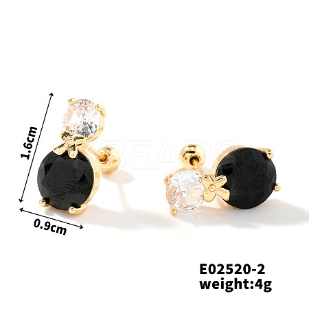 Summer Countryside Style Copper Zirconia Stud Earrings for Women QN0199-2-1
