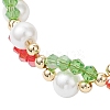 Christmas Glass & Baking Paint Pearlized Glass Pearl Round Beaded Bracelets for Women BJEW-JB12441-02-3