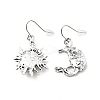 Resin Beaded Moon and Sun Asymmetrical Earrings LS-EJEW-C036-01A-2