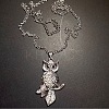Vintage Alloy Crystal Rhinestone Owl Pendant Necklaces WU5085-1