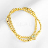 Brass Pave Cubic Zirconia Heart Round Beaded Stretch 2-Strand Bracelets for Women WG63F7B-02-1