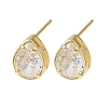 Brass Micro Pave Clear Cubic Zirconia Stud Earrings EJEW-C174-02G-G-4