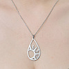 Non-Tarnish 201 Stainless Steel Hollow Teardrop with Sun Pendant Necklace NJEW-OY002-27-1