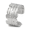 Grooved Wide 304 Stainless Steel Cuff Bangles for Women BJEW-B104-22P-1