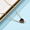 304 Stainless Steel Dark Red Cubic Zirconia Heart Pendant Necklaces for Women NJEW-Z064-04G-2