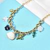 Electroplated Natural Shell & Glass Flower Butterfly Pendant 304 Staniless Steel Chain Necklaces for Women NJEW-A063-14G-5