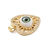 Heart with Eye Brass Micro Pave Clear Cubic Zirconia Pendants KK-G419-07G-02-4