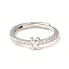 Clear Cubic Zirconia Initial Letter Adjustable Ring RJEW-C052-01P-X-2