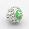 Platinum Plated Round Alloy Enamel Magnetic Clasps with Loops ENAM-P107-M-3