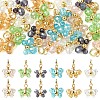 24Pcs 6 Styles Electroplate Glass with Brass Pendants PALLOY-YW00208-1