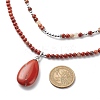 2Pcs 2 Style Natural Red Jasper Teardrop Pendant Necklaces Set NJEW-JN04064-4