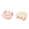 Light Gold Plated Alloy Enamel Pendants ENAM-T009-84C-RS-1