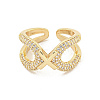 Brass Micro Pave Cubic Zirconia Cuff Rings RJEW-I103-057G-2