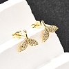 Fishtail Brass Micro Pave Clear Cubic Zirconia Stud Earrings EJEW-A135-15G-2