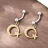 316 Stainless Steel Crystal Rhinestone Curved Barbell Dangle Belly Rings AJEW-C044-04-3