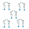 Sky Blue Cubic Zirconia Butterfly with Teardrop Dangle Sutd Earring EJEW-H092-02P-3