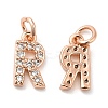 Brass Micro Pave Grade AAA Cubic Zirconia Charms LS-ZIRC-P067-11RG-R-NR-2