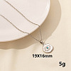 Stylish Stainless Steel Rhinestones Flat Round with Evil Eye Pendant Necklace QQ6499-1-1