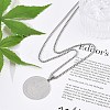 201 Stainless Steel Flat Round with Arabic Pendant Box Chain Necklaces for Women Men NJEW-R013-03P-2