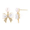 Bowknot Brass Micro Pave Clear Cubic Zirconia Dangle Stud Earrings PEAR-N017-07C-3