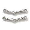 304 Stainless Steel Curved Textured Stick Connector Charms STAS-Q334-48P-1