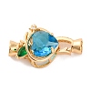 Brass Micro Pave Clear Cubic Zirconia Fold Over Clasps KK-C076-11G-2