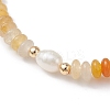 Natural Yellow Agate Rondelle & Pearl Beaded Stretch Bracelets BJEW-JB09918-06-3
