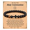 Cross Natural Tiger Eye & Frosted Black Obsidian Round Beads Stretch Bracelets for Men Women WG92FBF-01-1