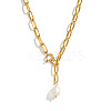 Minimalist Natural Freshwater Pearl Y-shaped Pendant Lariat Necklace 304 Stainless Steel Jewelry EE6125-5