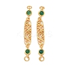 Brass & Natural Green Onyx Agate(Dyed & Heated) Hollow Oval with Flower Links Connector Charms KK-D113-05G-1