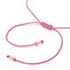 Natural Rose Quartz & Freshwater Shell Moon Charm Bracelets BJEW-MZ00303-03-5