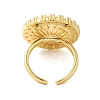 Flat Round Brass Micro Pave Clear Cubic Zirconia Open Cuff Rings for Women RJEW-A046-14G-3