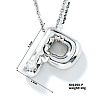 Brass Pave Clear Cubic Zirconia Shiny Balloon Letter Pendant Necklaces IT0451-12-1