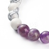Natural Mixed Stone & Synthetic Howlite Round Beads Stretch Bracelet BJEW-JB06919-7