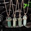 Bullet Natural Green Aventurine Pointed Pendant Necklaces NJEW-BB00024-05-3