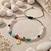 Adjustable Mixed Stone Black Cord Bracelets for Women RN6049-2