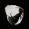 Natural Quartz Crystal Teardrop Adjustable Rings RJEW-K241-03P-11-4