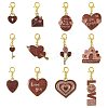 12Pcs 12 Styles Valentine's Day Heart Alloy Enamel Pendant Decorations HJEW-FS00078-01-1
