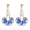 Fan Glass Dangle Stud Earrings EJEW-MZ00674-03-3