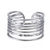 Non-Tarnish 304 Stainless Steel Multi-string Open Cuff Ring RJEW-T023-33P-1