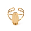 Real 18K Gold Plated 304 Stainless Steel Cuff Ring Components X-STAS-A191-12D-G-2
