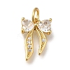 Rack Plating Brass Micro Pave Clear Cubic Zirconia Charms KK-G500-09G-1