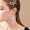 4 Pairs 4 Color Shell Pearl Flower Wind Chime Dangle Earrings EJEW-TA00210-3