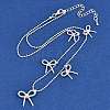 Brass Bowknot Bib Ball Chain Necklaces for Women NJEW-K386-01P-3