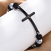 Round Synthetic Howlite &  Natural Lava Rock Bead Stretch Bracelets BJEW-F493-04EB-02-5