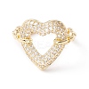 Clear Cubic Zirconia Heart Cuff Ring LS-KK-D067-31G-RS-2