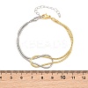 Duo Tone Brass Round Snake Chain Knot 2-Strand Bracelets for Women KK-CBA68DA-17C-GP-5