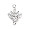 Brass Pave Clear Cubic Zirconia Leaf Links Connector Charms KK-Z061-02P-01-1