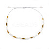 Glass & Metal Gold & White Beaded Bracelet AB9103-1-1