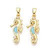 Brass Micro Pave Cubic Zirconia Pendants KK-C093-20G-01-1